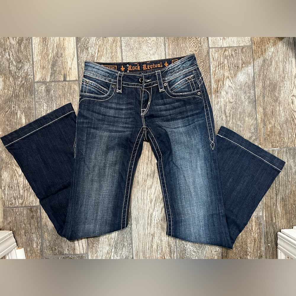 Rock Revival Scarlett wide leg jeans, size 28